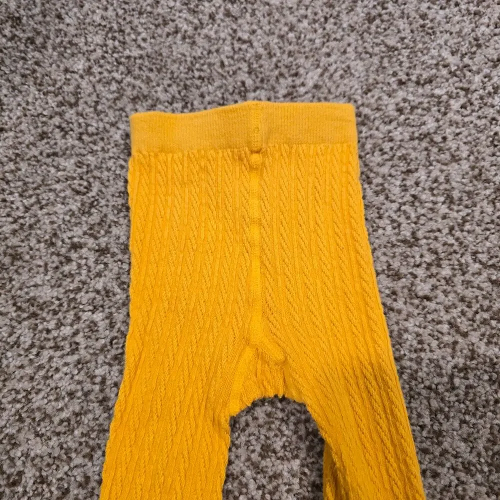 Toddler Girl Ruffle Butts Golden Yellow Knit Footless Tights | Size 2T-4T
